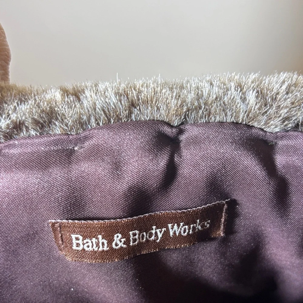 Bath & Body Works Brown Woven Tote with Faux Fur